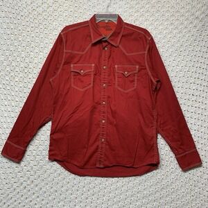 Wrangler 20X Western Shirt Men Sz L Red  Pearl Snaps Cowboy MJ 1344 R 100%Cotton